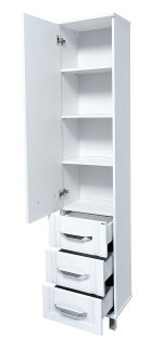 Напольный шкаф - пенал Misty Терра 40см с тремя ящиками левый белый